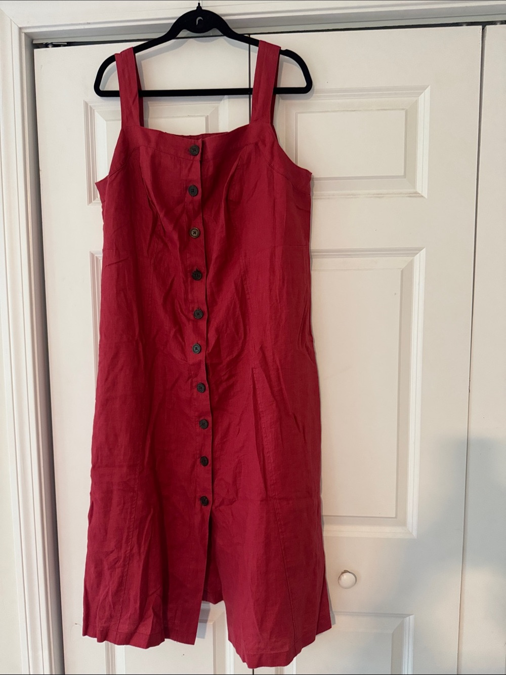 J. Jill Red Button-Front Sleeveless Sundress